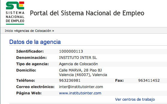 Instituto Inter -Autorización Agencia de Colocación