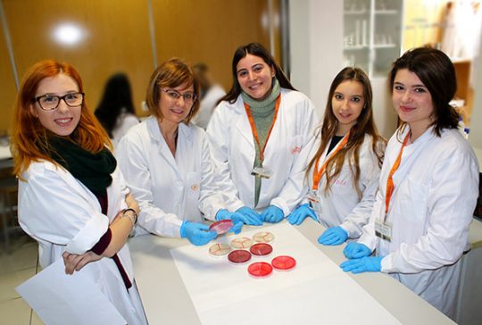 Alumnos INTER del Ciclo Dietética realizan prácticas en el laboratorio.