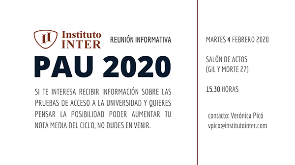 Cartel reunión PAU 2020